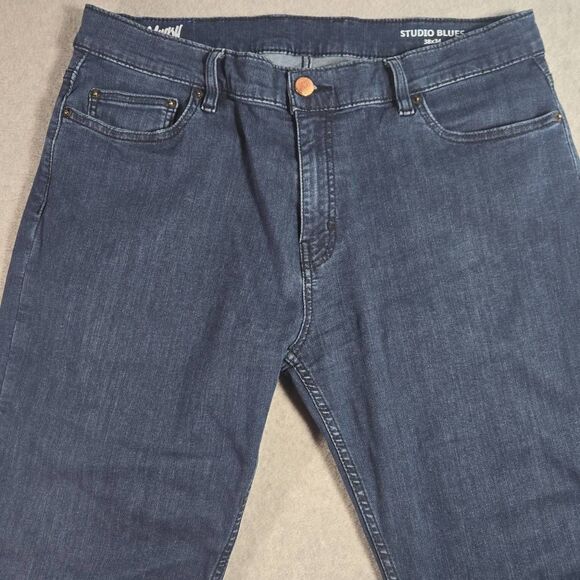 Mugsy Studio Blue Jeans Mens 38x34 Blue Stretch Denim Straight Leg FLX3NSB - Picture 2 of 10